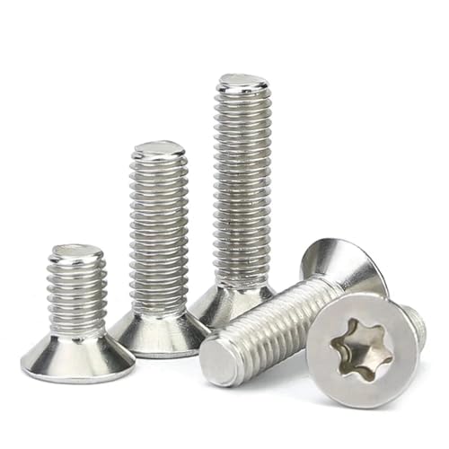 Nodrest 10 Stück M1.4 M1.6 M2 M2.5 M3 M4 M5 M6 M8 304 A2-70 Edelstahl Sechslappen-Torx-Senkkopfschraubenbolzen(M6 (10pcs),40mm) von Nodrest