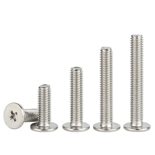 Nodrest 10 Stück M1.4 M1.6 M2 M2.5 M3 M4 M5 M6 M8 304 Edelstahl cm Kreuz Ultradünne Super Low Flat Waferkopfschraube(M2.5,10mm x10pcs) von Nodrest