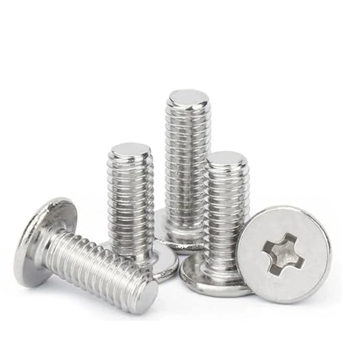 Nodrest 5/10/20 Stück M1.4 M1.6 M2 M2.5 M3 M4 M5 M6 M8 304 Edelstahl cm Kreuz Ultradünne Super Low Flat Waferkopfschraube(M2.5 (20pcs),10mm) von Nodrest