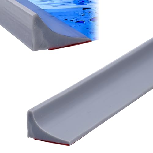 Silikon Wasserstopper Dusche Schwallschutz, 200CM Begehbare Dusche Boden Wassersperre, Silikon Duschschwelle für Rahmenlose Duschtür, Water Stopper Strip für Nass- und Trocken-Trennung (Grau) von Noeborty