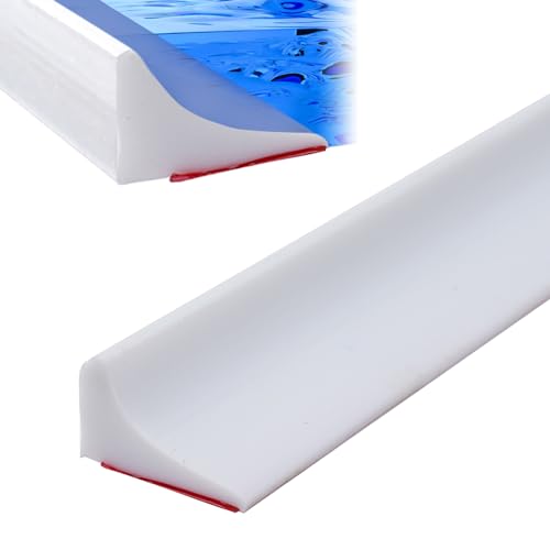 Silikon Wasserstopper Dusche Schwallschutz, 200CM Begehbare Dusche Boden Wassersperre, Silikon Duschschwelle für Rahmenlose Duschtür, Water Stopper Strip für Nass- und Trocken-Trennung (Weiß) von Noeborty