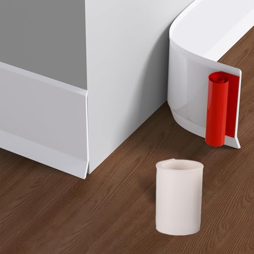 Weichsockelleiste Selbstklebend, PVC Sockelleiste Selbstklebend für Küche und Badezimmer, Flexible Knickleiste fußleisten, Selbstklebende Abschlussleiste, Breite 10 cm (Weiß, 3M) von Noeborty
