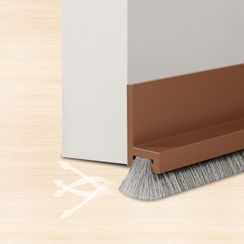 Zugluftstopper Dichtungsband für Türen 100CM, Bürstendichtung Selbstklebend Zugluftstopper, Türdichtung mit Bürstendichtung, Zugluftstopper, Selbstklebende Bodenabdichtung für Türen (Braun) von Noeborty
