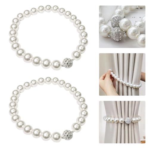 Vorhang Gardinen Raffhalter Halter Halterung Gardinenhalter Vorhanghalter Vorhangband Seil Magnetisch Kinderzimmer für Vorhänge, 2 Stück Perle von Noekye