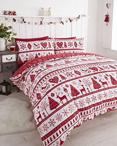 Noel Quilt Bettbezug 2 Kissenbezüge Bettwäsche Bettwäsche Set Weihnachten, rot, Betten von Noel