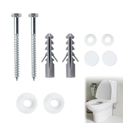 1 Set WC-Befestigungsset, langlebig und einfach zu installieren, WC-Sitz-Befestigungsset, enthält lange Schrauben, Dübel und Kunststoff-Unterlegscheiben für stabile Passform, WC-Sitzschrauben für 1 Set WC-Befestigungsset, langlebig und einfach zu installieren, WC-Sitz-Befestigungsset, enthält lange Schrauben, Dübel und Kunststoff-Unterlegscheiben für stabile Passform, WC-Sitzschrauben für von Noenaeni