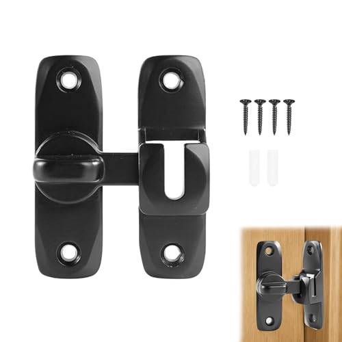 1 x 90/180 Grad Flip-Schiebetürschloss zum Schutz der Privatsphäre, Sicherheitsschiebetürriegel, schwarz, Flip-Scheunentürschlösser für Scheune, Garten, Badezimmer, Outdoor, Garage, Fenster usw von Noenaeni