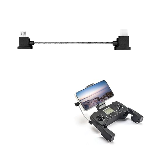1 x Typ-C auf Micro-USB für DJI 15 cm Fernbedienungskabel, kompatibel mit DJI Mavic Mini SE Mini Mavic 2 Pro Zoom Spark Drohnen, rechtwinkliges Lade-/Datenkabel, Fernbedienungskabel von Noenaeni