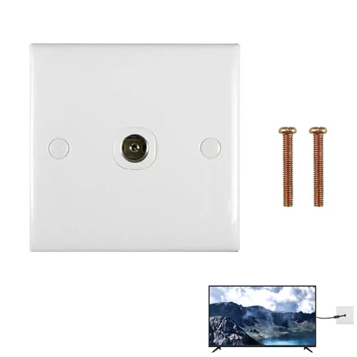 1 x weiße TV-Antennensteckdose, Koaxial-Steckdose, Koaxial-Antennensteckdose, 50/60 Hz, Antennenanschluss, flammhemmende Materialien für TV- und FM-Radio-Verbindungen, einfache Installation 1 x weiße TV-Antennensteckdose, Koaxial-Steckdose, Koaxial-Antennensteckdose, 50/60 Hz, Antennenanschluss, flammhemmende Materialien für TV- und FM-Radio-Verbindungen, einfache Installation von Noenaeni