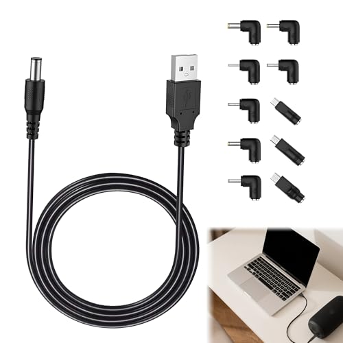 Noenaeni 1 Set USB auf 5 V DC Stromkabel-Set, 3 A Ausgang, universeller DC 5,5 x 2,1 mm Stecker, Netzkabel mit 10 Multi-Typ-Anschlussspitzen, DC-Ladekabel für Android-Tablet, Powerbank, Kamera Noenaeni 1 Set USB auf 5 V DC Stromkabel-Set, 3 A Ausgang, universeller DC 5,5 x 2,1 mm Stecker, Netzkabel mit 10 Multi-Typ-Anschlussspitzen, DC-Ladekabel für Android-Tablet, Powerbank, Kamera von Noenaeni