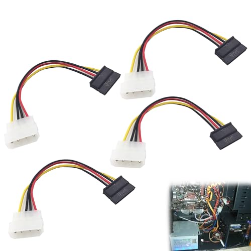 Noenaeni 4 x 4-polige Molex-auf-SATA-Stromkabel (SATA auf Molex) bietet umgekehrte Kompatibilität für ältere Laufwerke. Sata-Stromkabel, flexible, langlebige Konstruktion für zuverlässige von Noenaeni