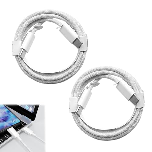 USB-C-auf-USB-C-Kabel, 2 m, 60 W, iPhone 15, Ladekabel, geflochtenes Nylon, Schnellladekabel mit Kupferkern, für iPhone 15/16 Serie, iPad, MacBook, Samsung Galaxy S24, S23, S22, 2 Stück USB-C-auf-USB-C-Kabel, 2 m, 60 W, iPhone 15, Ladekabel, geflochtenes Nylon, Schnellladekabel mit Kupferkern, für iPhone 15/16 Serie, iPad, MacBook, Samsung Galaxy S24, S23, S22, 2 Stück von Noenaeni