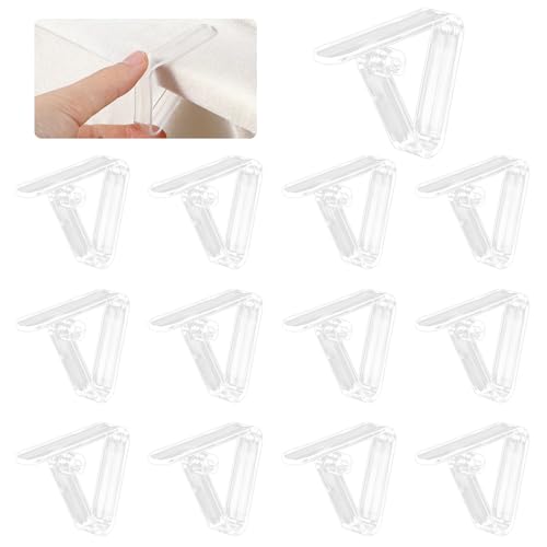 Nogeqi 12 Stück Kunststoff Tischtuchklammern, Flexibler Beweglich Tischdeckenklammern, Tischdecke Klemmen Transparent Tischdecken Klammern für Dünn Tische, Tablecloth Clips für Party Camping von Nogeqi