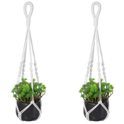 Nogeqi 2 Stück Makramee Blumenampel Hängend Innen, Makramee Pflanzenhänger Innen Hängeampel für Blumentopf Hängepflanztopf Boho für Balkon Fenster Garten Außen Wanddekoration, 58cm von Nogeqi