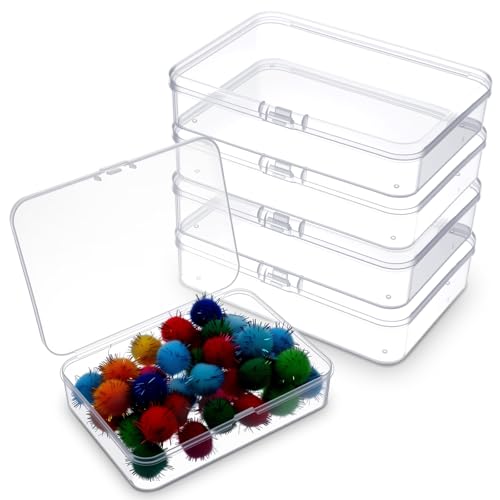 Nogeqi 4 Stück Kleine Aufbewahrungsbox mit Deckel Klein Transparent PP Kunststoffboxen Kleine Plastik Box Kunststoffbox mit Deckel Klein Leere Organizerbox für Schrauben Perlen Schmuck Bastelartikel von Nogeqi