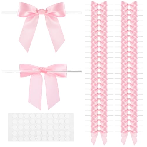 Nogeqi 50 Stück Fertige Schleifen Deko, Rosa Zuckertüten Schleife Schultüte, Geschenkschleife Weihnachtsschleifen für Geschenkverpackung Weihnachtsbaum Bastelprojekte von Nogeqi