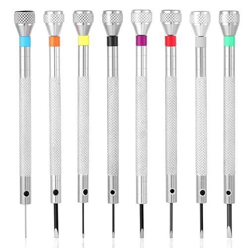 Nogeqi 8 Stück Brillen Schraubenzieher 0.6-2.0mm, Brillenschrauben Uhrenwerkzeug, Uhrmacher Schraubendreher Set, Uhrmacherwerkzeug Präzisionsschraubendreher für Uhren Sonnenbrille Reparatur von Nogeqi