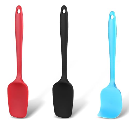 Nogeqi Kochlöffel Silikon 3er-Set, Hitzebeständig Silikonlöffel, Antihaft Silikon Spatel Küche, Bpa Frei Flexibel Silicone Spatula Set für Antihaftbeschichtetes Kochgeschirr Kochen Backen Mixen von Nogeqi