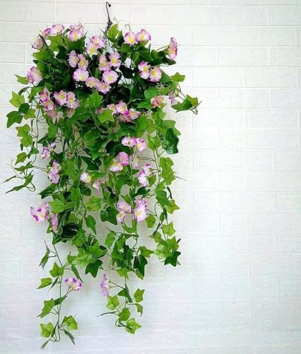 NogrAx Künstliche Blumenkörbe – 2 Stück hängende Outdoor-Pflanzen, Petunien, ästhetische Hochzeits-Party, Heimdekoration, Wand, künstliche Kunststoff-Girlande (Rosa) von NogrAx