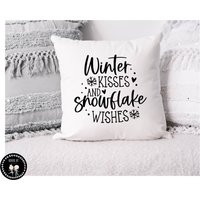 Weihnachtliche Kissenhülle - 50x50 Winter Kisses & Snowflake Wishes Weihnachten Home Dekoration von NohobbyShopDE
