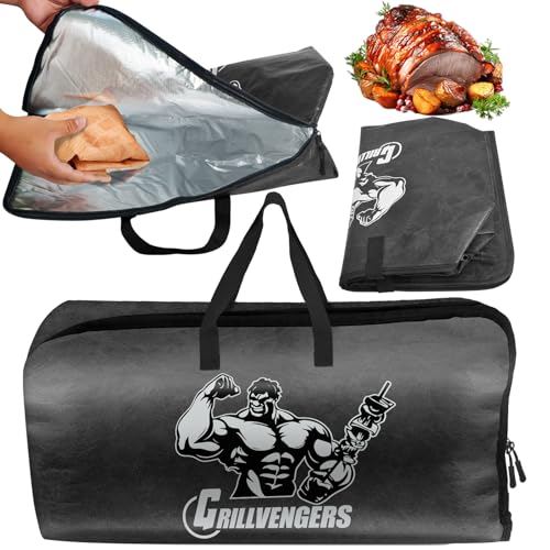 Kühltasche & Isoliertasche 2in1 Grill Zubehör, Wiederverwendbare Kühltasche Groß, Kühltasche Faltbar Geeignet für Rinderbrust Steak Schweinefleisch, Perfekte Grillgeschenke für Männer(Schwarz) von Noideeer