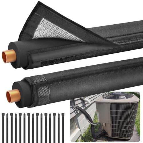 HVAC-Kupferrohr-Isolationsabdeckung, 91,4 x 25,4 cm, mit 15 Kabelbändern, 3-lagig, 600D-Oxford-HVAC-Isolationshülse für den Außenbereich, AC-Rohrisolierung für zentrale Klimaanlage und Mini-Splits, 2 von Noideeer