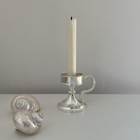 Mid-Century Versilberter Kerzenständer Von Bmf | Vintage Runder Metall Kerzenhalter Mit Griff Hergestellt in West Germany, 60Er Jahre von Noirumm