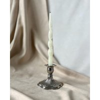 Schöner Mid Century Kerzenhalter Aus Stahl Mit Silber-Finish | Vintage Tischkerzenhalter Made in Germany, 60Er Jahre von Noirumm