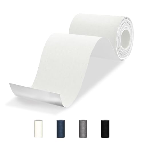 Flicken Selbstklebend Stoff, 10 x 200 cm Leinenstoff Stoff Selbstklebend, Reparaturflicken Textilklebeband für Sofa, Möbel, Autositze, Bürostuhl, Zelt, Vorhang (Weiß) von Nokwocy
