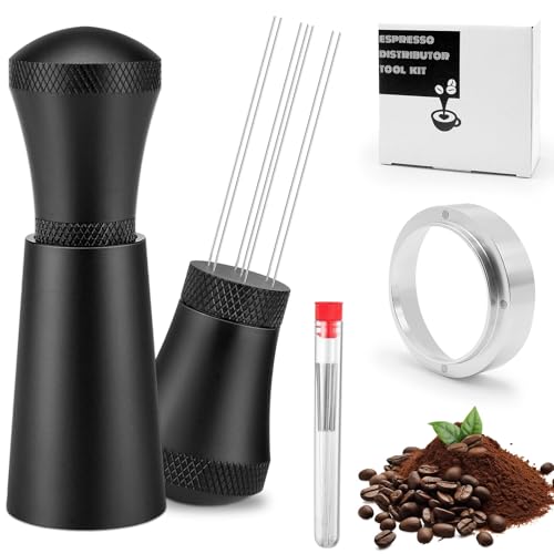 WDT Tool, Aufgerüstet WDT Tool Espresso Nadel mit 17 Feinen Nadeln plus Magnetisch Kaffee Dosierring 51 mm, Espresso Nadel Siebträger Zubehör, Espresso Kaffeerührer von Nokwocy