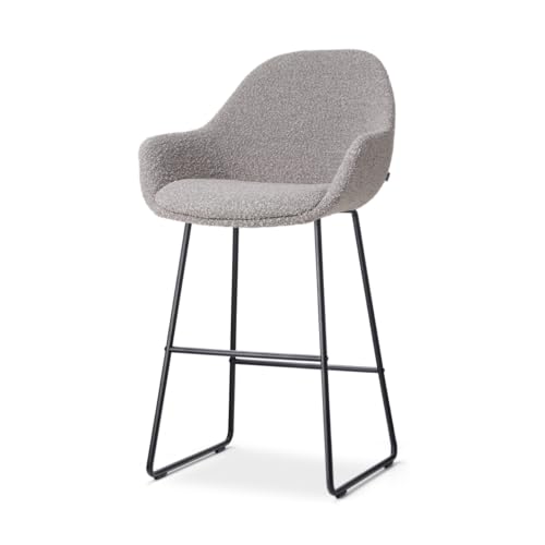 Nino-Mae Barhocker bouclé Taupe - schwarzes Gestell - 65 cm von Nolon
