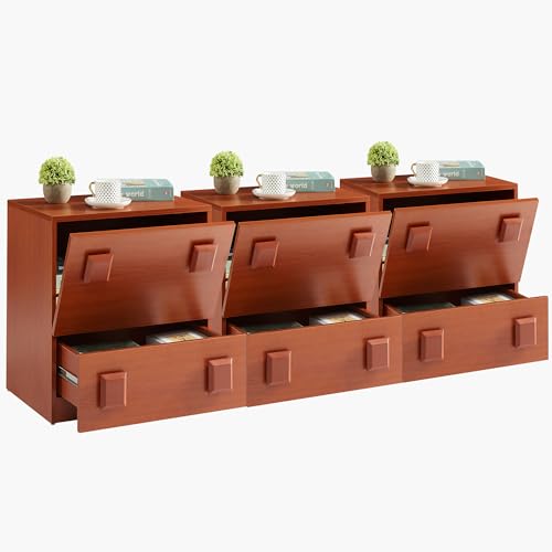 Kommode Sideboard Küchenschrank mit Schubladen, Komodenschrank mit 4 Flip-Schubladen, Massivholz Highboard Beistellschrank, Komode für Wohnzimmer Schlafzimmer Esszimmer Flur (1pc-Breite 55 cm) von NomadNomics