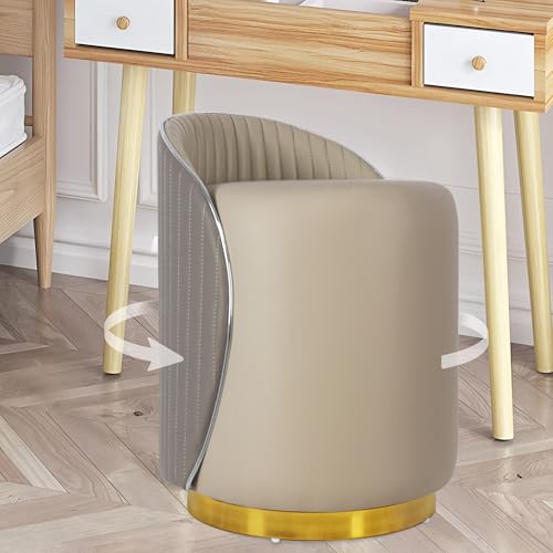 NomadNomics Hocker Schminktisch Sitzhocker Samt Sitzhocker Rund 360° Fußbank Drehbar für Schlafzimmer, Küche, Esszimmer, Modern Oder Flurgarderobe, 45 x 45 x 43 cm Polsterhocker bis 150kg (Weiß Grau) NomadNomics Hocker Schminktisch Sitzhocker Samt Sitzhocker Rund 360° Fußbank Drehbar für Schlafzimmer, Küche, Esszimmer, Modern Oder Flurgarderobe, 45 x 45 x 43 cm Polsterhocker bis 150kg (Weiß Grau) von NomadNomics