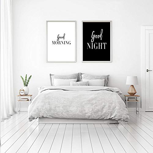 Good Morning Good Night Bedroom Wall Art Prints Canvas Paintings Black White Pictures Poster Gift Kids Room Decorative40x50cmx2 No Frame von Non-branded