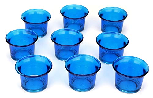 NoNa 4,5 cm Teelicht-Gläser - Neun im Set - BLAU - Teelichtglas Kerzenglas Kerzengläser Teelichthalter von NoNa