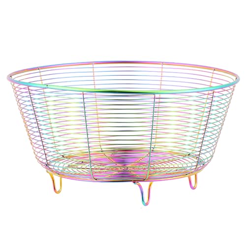 Meisha Runde Obstschale, Kreative Mesh Obstschale Korb Schüssel, Runde Regenbogen Große Metalldraht Aufbewahrungskörbe, Moderner Stil Behälter für Obst, Gemüse, Brot, Snacks - 21.5cm Durchmesser von Nonbrand