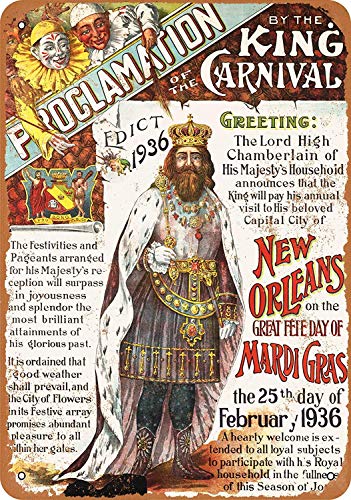 Mardi Gras New Orleans Blechschild Retro Blech Metall Schilder Poster Deko Vintage Kunst Türschilder Schild Warnung Hof Garten Cafe Toilette Club Geschenk von None Brand