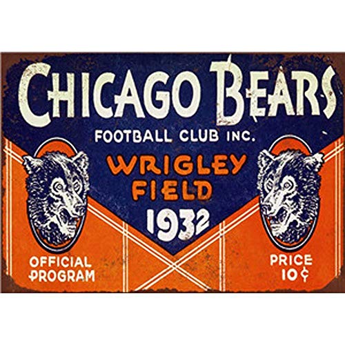 None Brand Chicago Bears Retro Wanddekoration Metall Blechschild Bemalt Kunst Poster Dekoration Schild Warnschild Cafe Garage Party Spiel Zimmer Türschilder von None Brand