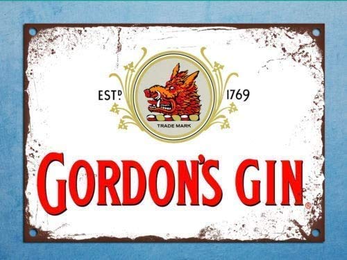 None Brand Grunge Retro Style Gordons Gin Mancave Tin Wall Door Bar Blechschild Retro Metall Poster Vintage Kunst Schild Schilder Hof Garten Tür Cafe Pub Toilette Geburtstag Weihnachten Geschenk von None Brand