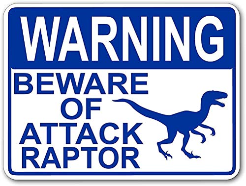 None Brand Warning Beware of Attack Raptor Blechschild Retro Metall Poster Vintage Kunst Schild Schilder Hof Garten Tür Cafe Pub Toilette Geburtstag Weihnachten Geschenk von None Brand