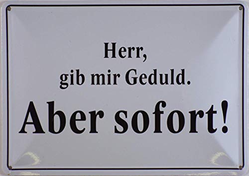 Noone Brand Herr Gib Mir Geduld Aber Sofort Retro Wanddekoration Metall Blechschild bemalt Kunst Poster Dekoration Plakette Warnung Cafe Garage Party Spiel Zimmer Türschilder von None Brand