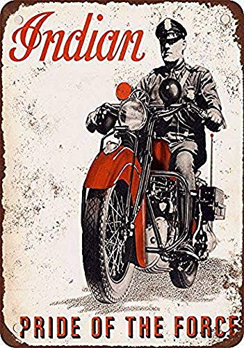 Noone Brand Indian Motorcycles Police Retro Wanddekoration Metall Blechschild bemalt Kunst Poster Dekoration Plakette Warnung Cafe Garage Party Spiel Zimmer Türschilder von None Brand