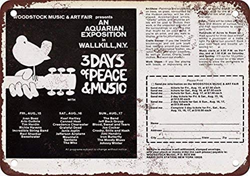 Noone Brand Woodstock Wallkill Ad Retro Wanddekoration Metall Blechschild bemalt Kunst Poster Dekoration Plakette Warnung Cafe Garage Party Spiel Zimmer Türschilder von Hongxin