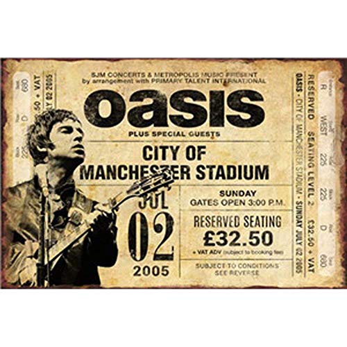 Oasis band Blechschild Retro Blech Metall Schilder Poster Deko Vintage Kunst Türschilder Schild Warnung Hof Garten Cafe Toilette Club Geschenk von None Brand