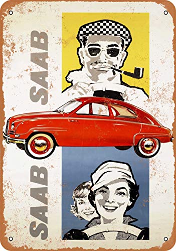 Saab Automobiles Blechschild Retro Blech Metall Schilder Poster Deko Vintage Kunst Türschilder Schild Warnung Hof Garten Cafe Toilette Club Geschenk von Hongxin