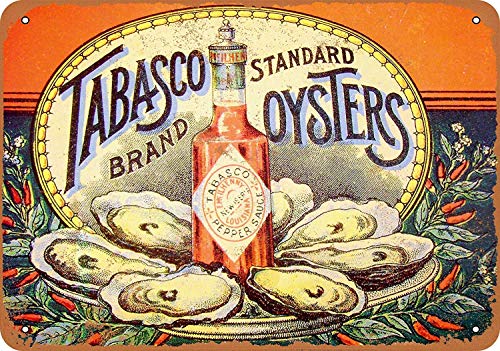 Tabasco Pepper Sauce and Oysters Blechschild Retro Blech Metall Schilder Poster Deko Vintage Kunst Türschilder Schild Warnung Hof Garten Cafe Toilette Club Geschenk von Hongxin
