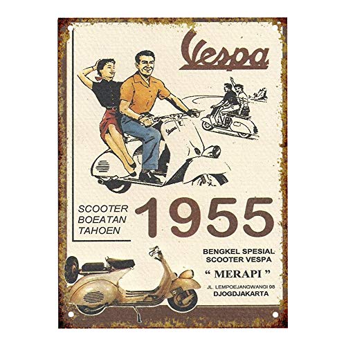 Vespa Motorcycle Blechschild Retro Blech Metall Schilder Poster Deko Vintage Kunst Türschilder Schild Warnung Hof Garten Cafe Toilette Club Geschenk von None Brand