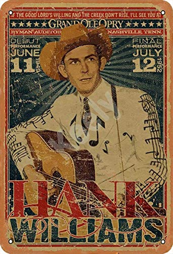 Hank Williams Country Music Blechschild Metall Plakat Warnschild Retro Eisenblech Plakette Jahrgang Poster Schlafzimmer Familie Wand Aluminium Kunstdekor von None Branded