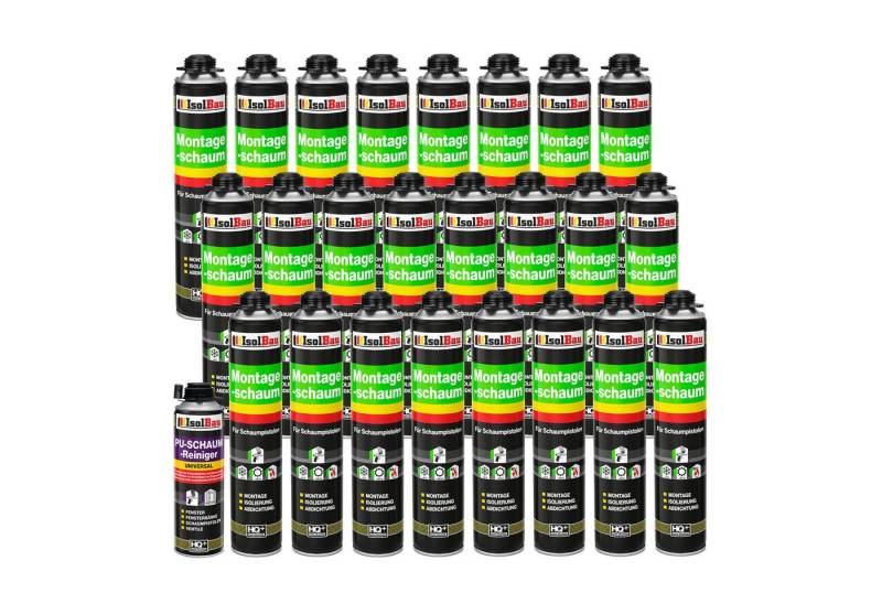 None Fenster SET Pistolenschaum 24 x 750 ml Bauschaum Montageschaum Reiniger, Pistolenschaum 24 x 750 ml + 1 Reiniger 500ml von None