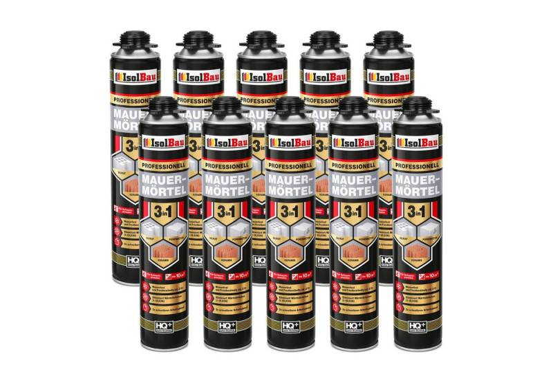 None Mörtel Mauermörtel Pistolenschaum 10 x 750ml Klebeschaum PU-Mörtel 3in1, 2x schnelleres Mauern im Vergleich zur herkömmlichen Methode von None